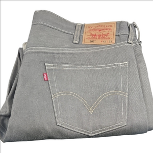 Levi's 501 Gray Denim Jeans 42 32 Button Fly